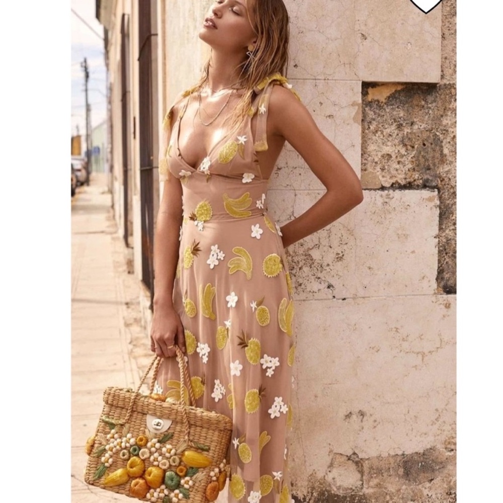 NWT For Love and Lemons Fruit Punch Sequin Midi Dress. Size Small.